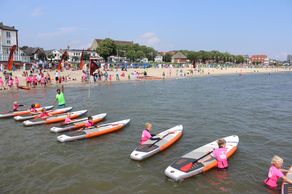 Sprintrennen beim Amateur SUP CUP an der Nordsee in Wyk auf Föhr